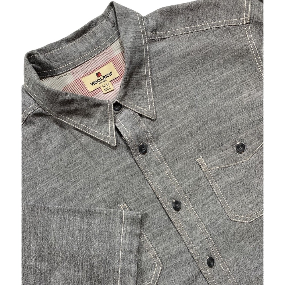 Woolrich Mens Button Up Shirt Gray Short Sleeve Size XL -C143